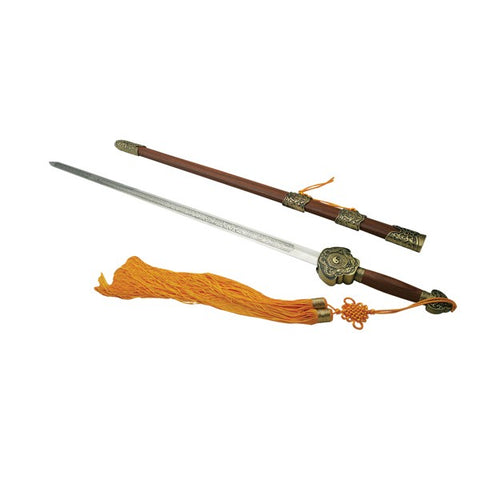 Sword, Metal Taichi, Engraved Blade w/Scabbard (935E)
