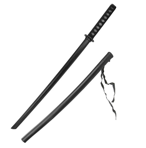 Sword, Wood Bokken  40", Black w/ BK Wrap,  w/ Scbbard
