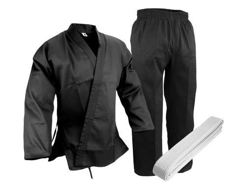 Karate Uniform, 10 oz. 100% Cotton, Black