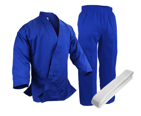 Karate Uniform, 10 oz. 100% Cotton, Blue