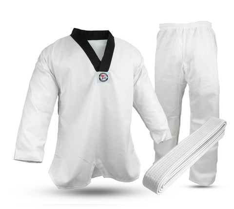 Taekwondo Uniform (V-Neck), Student, White, Black Trim