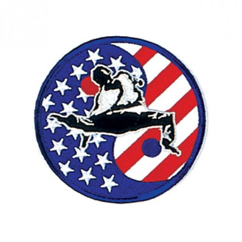 Patch, Logo, YinYang w/ USA Flag and Kicker, 3.5"