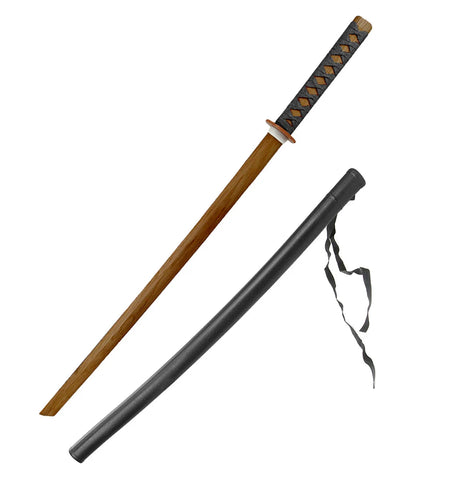 Sword, Wood Bokken  40", Natural w/Black Wrap,  w/ Scbbard