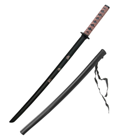 Sword, Wood Bokken  40", Bushido Engraved w/Maroon Wrap,  w/ Scbbard