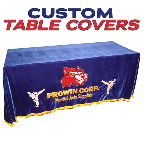 Custom Embroidery Table Cover,  Premium Velvet with Tussle