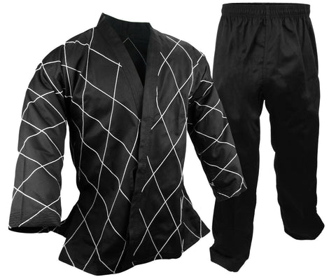 Hapkido Uniform, 8 oz., Black w/ White Stitches