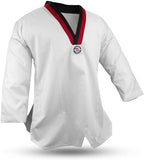 Taekwondo Uniform (V-Neck), Student, White, Poom Trim