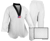 Taekwondo Uniform, Deluxe Jacquard, White, Black Trim
