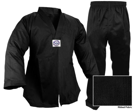 Taekwondo Uniform, Premium Ribbed, Black