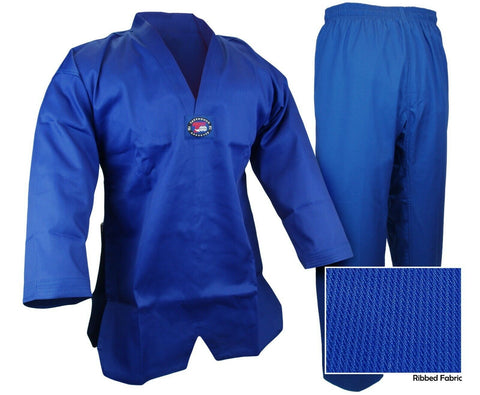 Taekwondo Uniform, Premium Ribbed, Blue