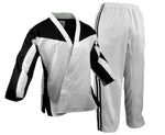 Team Set, Open, Black/White Combo, White Lapel and White Pants, 2 Black Stripes
