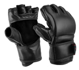 MMA Training Gloves, Thumb Protect, Synthetic Leather, Black