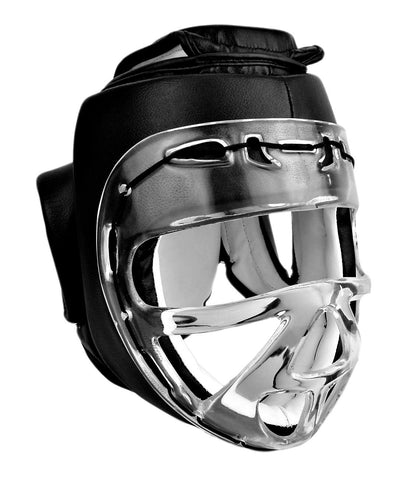 Head Gear w/Clear Shield, Synthetic Leather, Black
