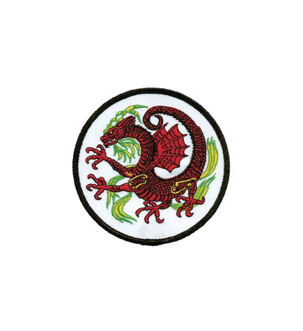 Patch, Animal, Dragon Wing Circle, White, 4"